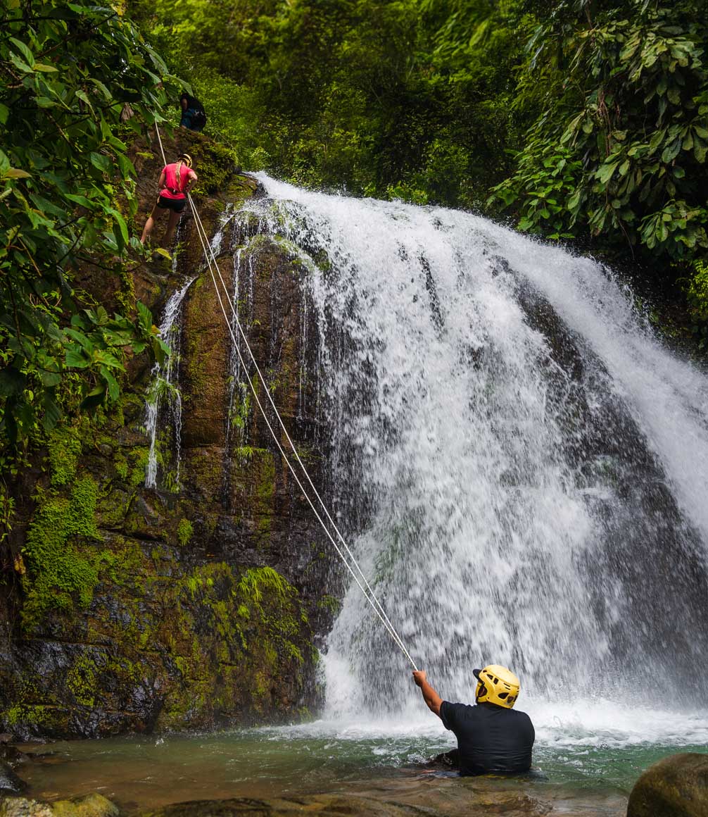 rappelling down a waterfall in costa rica from kura design villas