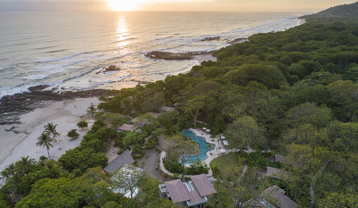 aerial view of nantipa from mountainside overlooking the beach and ocean