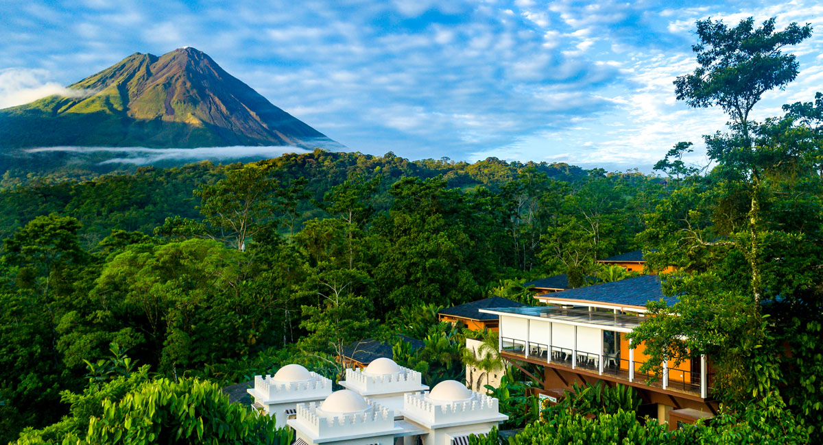 view of nayara springs and arenal volcano