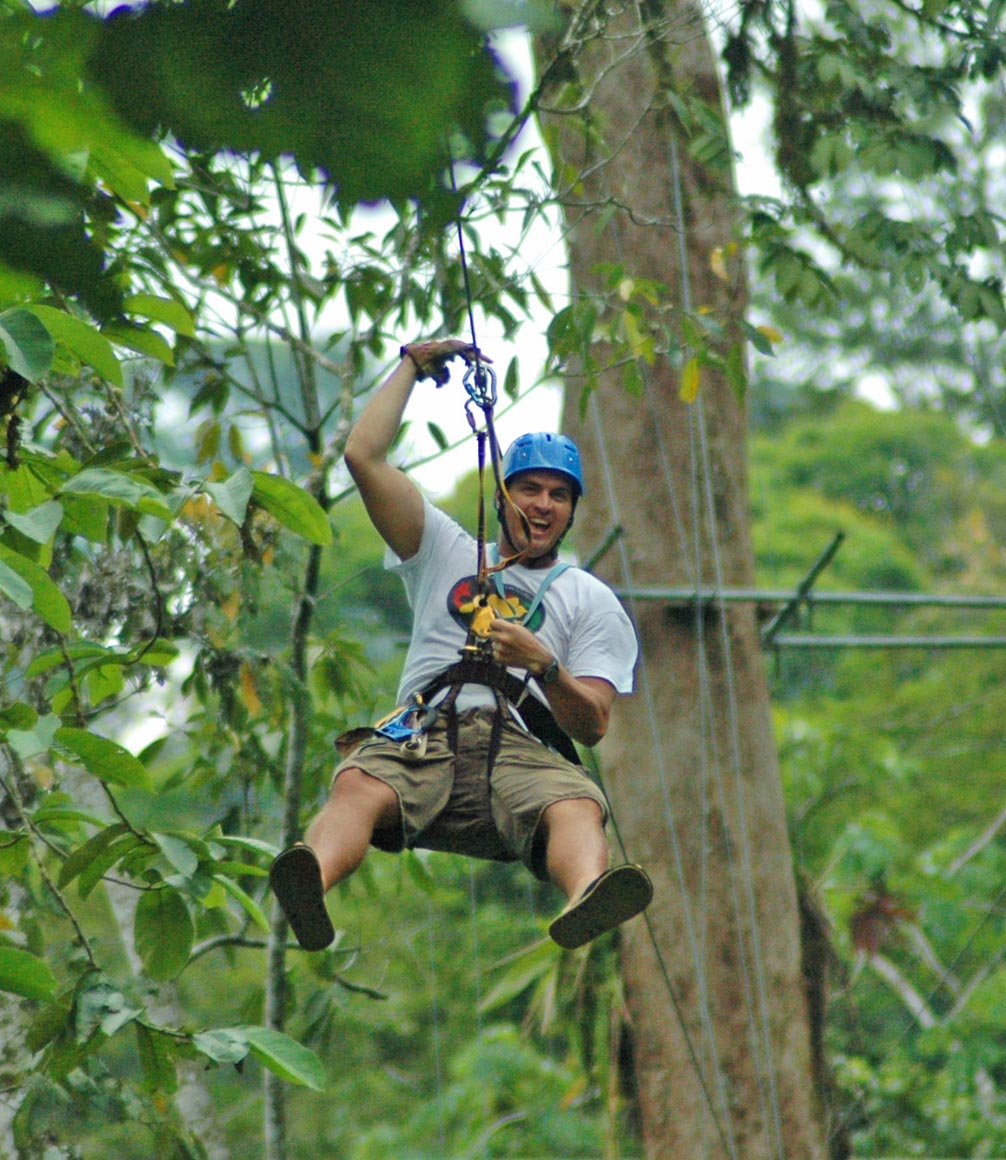 zip lining through the canopy at pacuare lodge