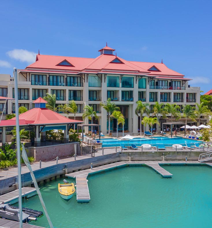 exterior of eden blue in seychelles