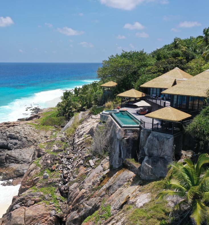 fregate island private villa on cliffside in seychelles