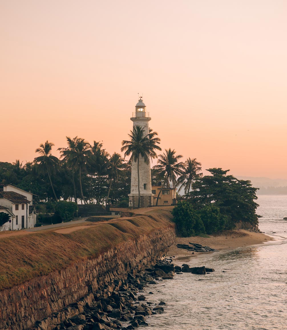 galle fort at sunset in sri lanka